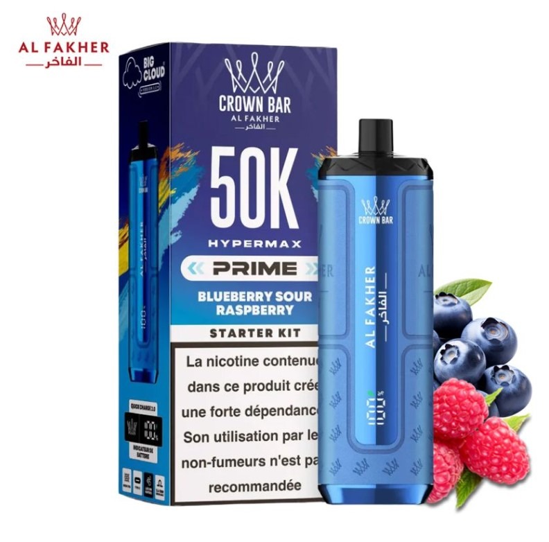 Al Fakher Puff Crown Bar 50K Blueberry Sour Raspberry