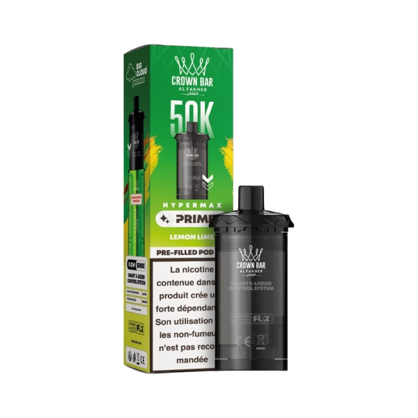 Cartouches Lemon Lime Hyper Max Prime 50K Crown Bar Al Fakher